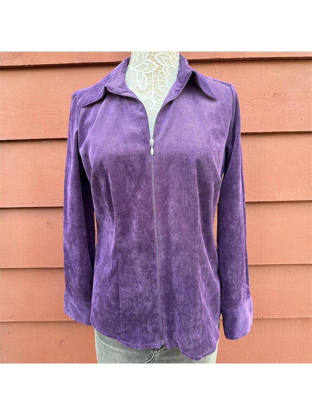 Croft & Barrow Purple Velvet Shacket Y2K Quiet Luxury Office